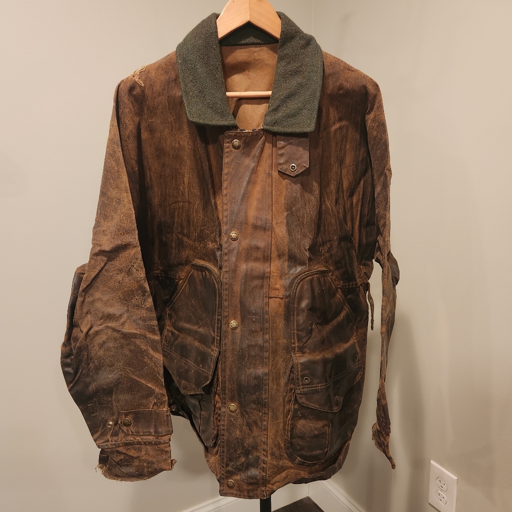 Vintage C.C. Filson Field Tin Cloth Field Hunting Jacket Coat SZ XL AS IS